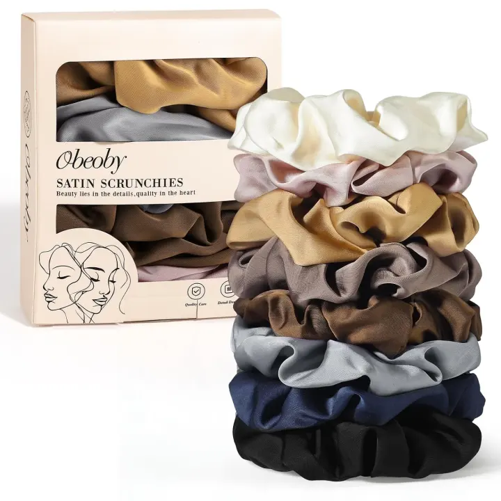 Satin Hair Scrunchies 8-Pack — Women's Satin Hair Ties