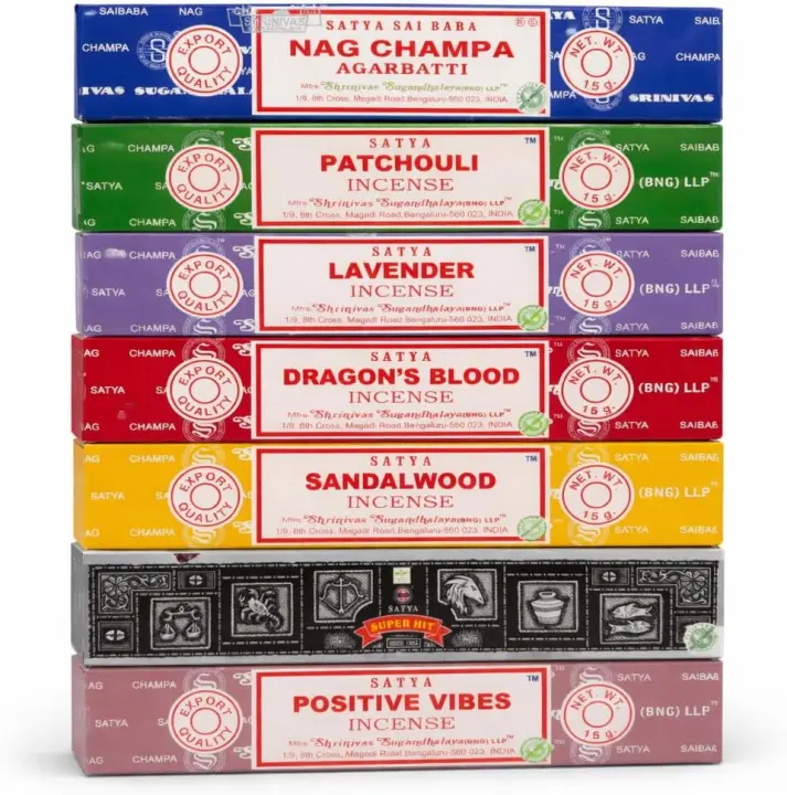 Satya Incense Gift Set — Assorted 7-Pack of Fragrances (15 g)