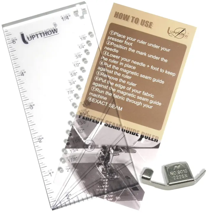 Seam Allowance Ruler with Magnetic Guide for Sewing Machines