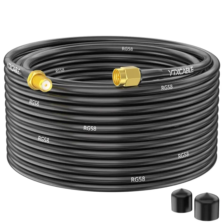 SMA RG58 Antenna Extension Cable — 50Ω Male to Female, 65.6 ft