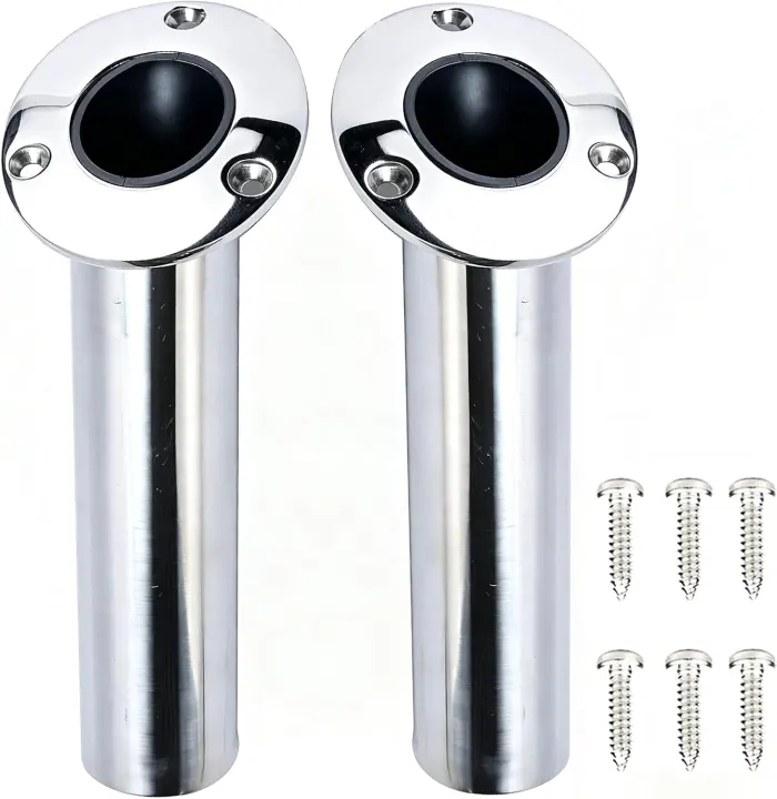 Stainless Steel 316 Flush-Mount Rod Holders (Set of 2) — 15°
