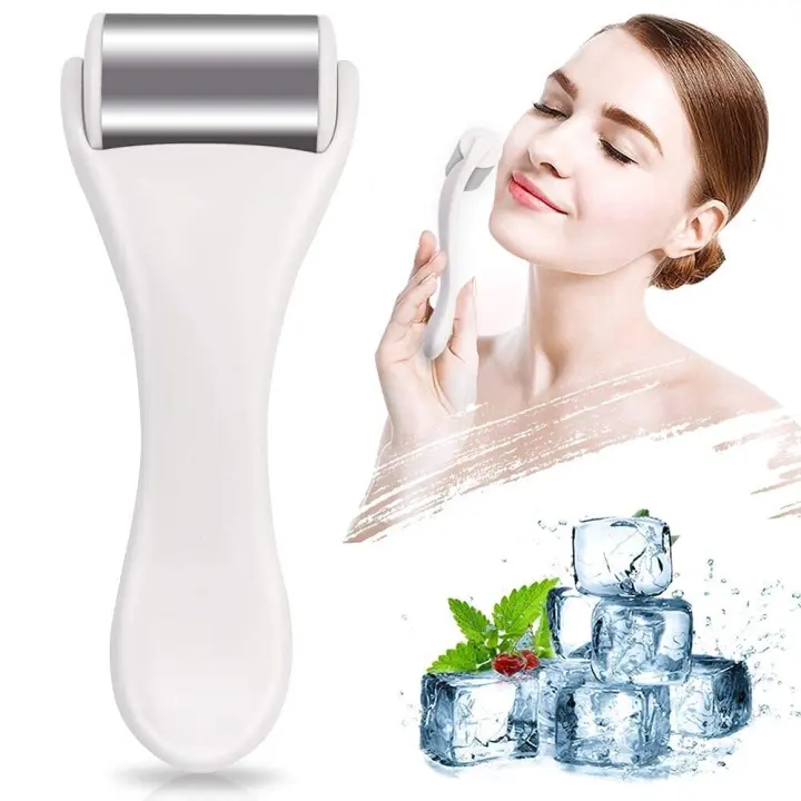 Stainless Steel Ice Roller for Face & Eyes — Cooling Massager (White)