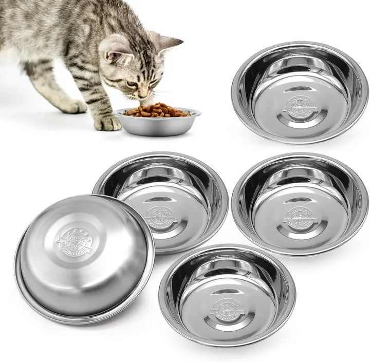 Stainless Steel Shallow Cat Food Bowls — Whisker-Friendly Kitten Dishes