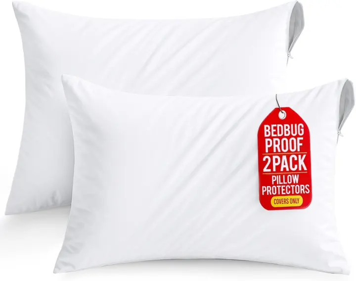 Standard Pillow Protector Set of 2 with Zipper — Waterproof Covers
