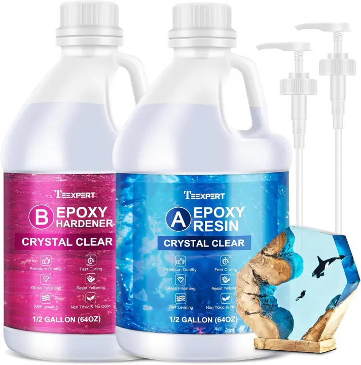 Teexpert Crystal Clear Epoxy Resin Kit — 1 Gallon, Low-Bubble Formula