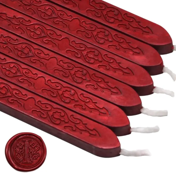 TELOSMA Blood Red Sealing Wax Sticks (6-Pack) with Wick