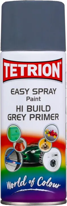 Tetrion Hi-Build Gray Spray Primer — 400ml Aerosol Primer