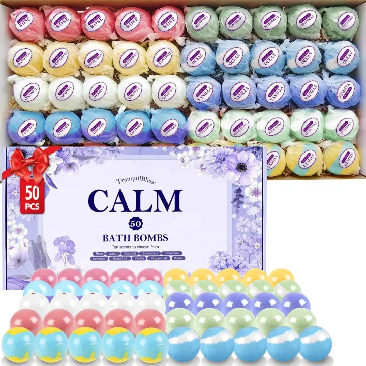 TranquilBliss Scented Bath Bombs — 50-Piece Relaxation Set