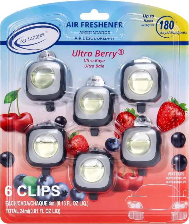 Ultra Berry Scent Car Air Freshener Vent Clips — 6-Pack
