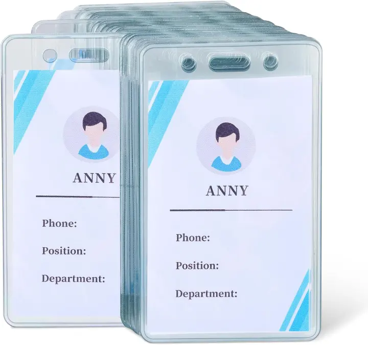 Vertical Clear Vinyl ID Badge Holders, 2.55" x 4.41", Pack of 50