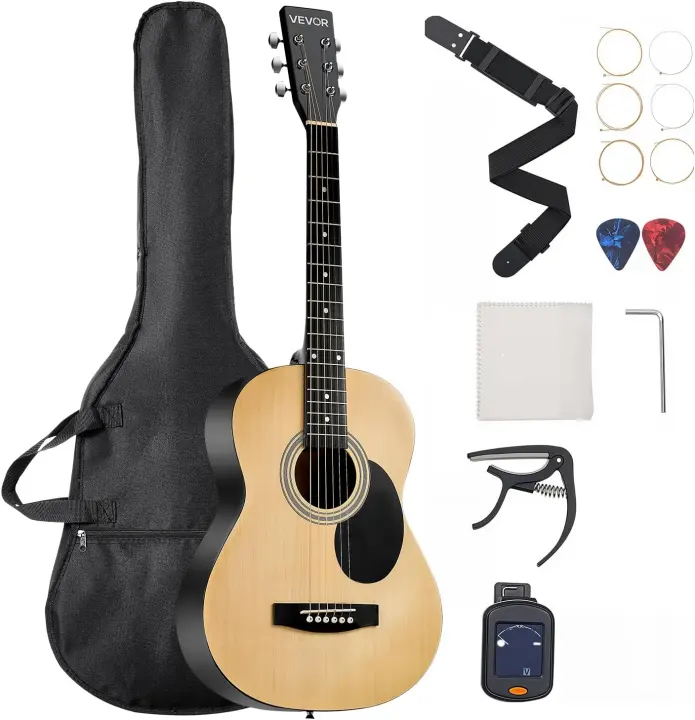 VEVOR 36" Dreadnought Acoustic Guitar Kit — 6-String Natural Bundle