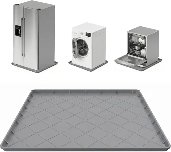 Washing Machine Pan — 30 x 32 in Silicone Drain & Drip Tray with 1" Lip