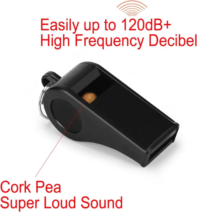 Whistle with Lanyard — Loud Black Sports & Safety Whistles
