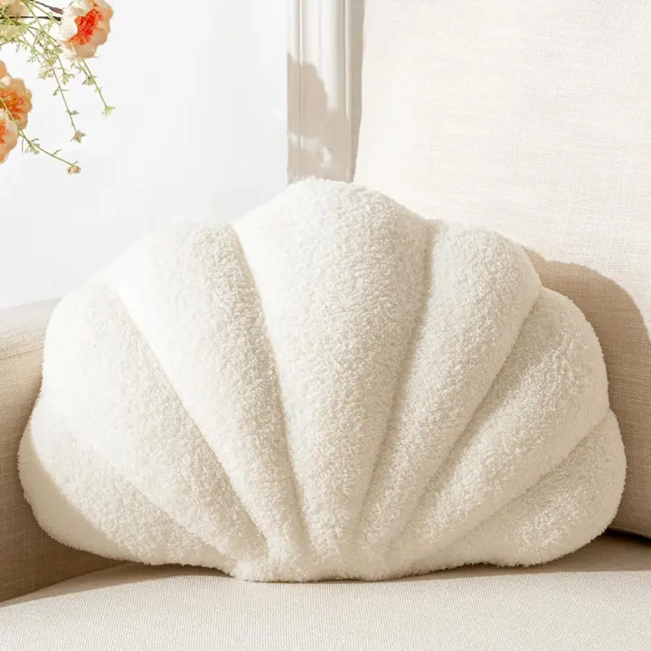 XIAIJIA White Seashell Throw Pillow — Shell-Shaped Cushion 13 x 10 in