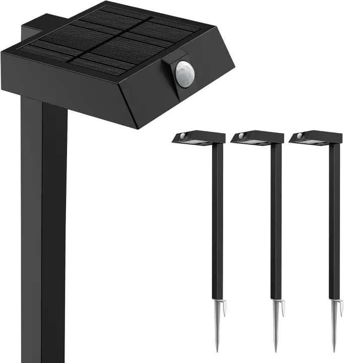 XMCOSY+ Solar Pathway Lights — 4-Pack Metal Motion Sensor Outdoor Lamps