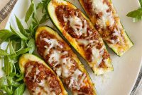 Keto Sausage Zucchini Boats