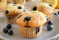 Easy Lemon Glazed Blueberry Muffins from Cake Mix