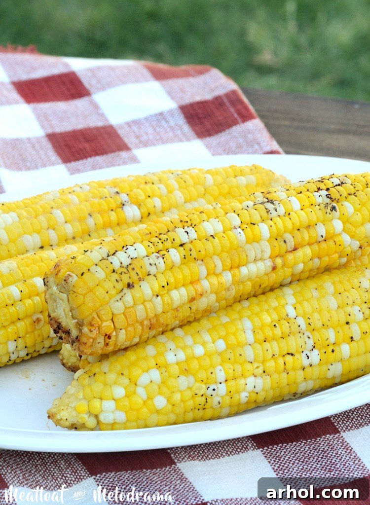 Platter of foil grilled corn on the cob