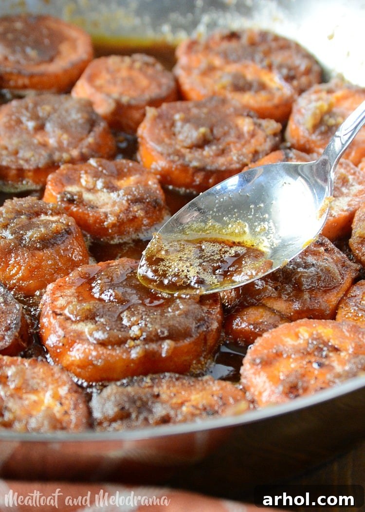 Easy Stove Top Candied Yams with a rich brown sugar butter sauce