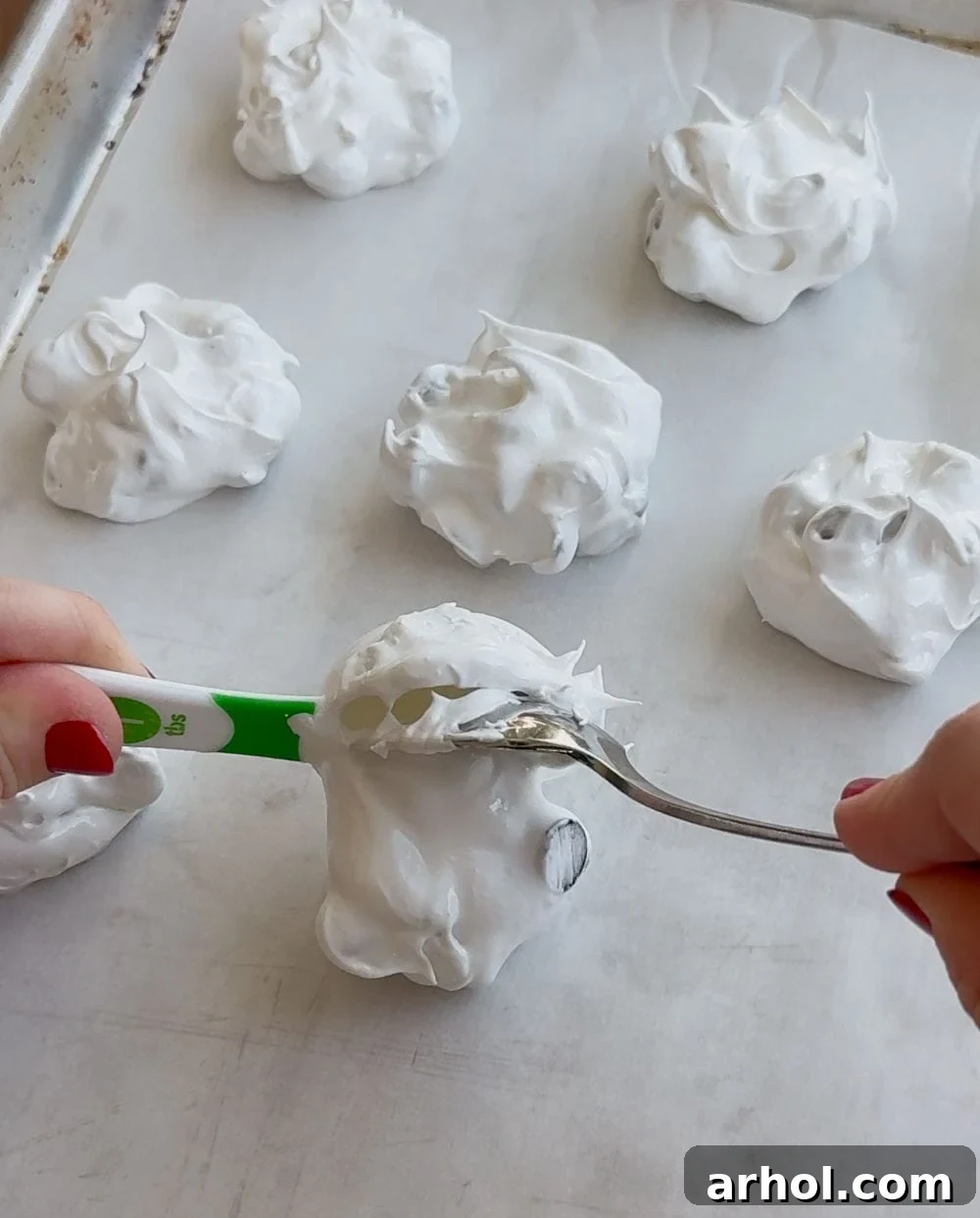 drop cookies onto cookie sheet with spoons.