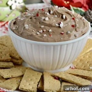 peppermint mocha dessert dip with graham crackers on tray