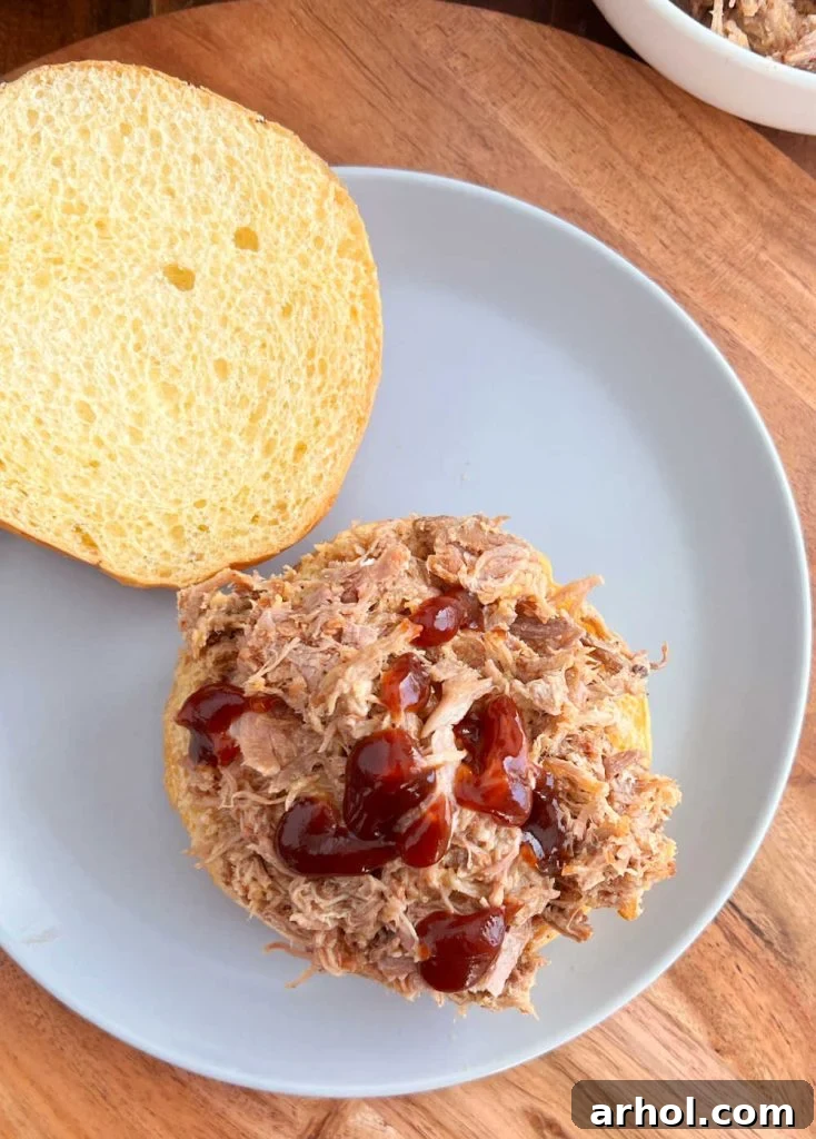 Pulled pork on a bun with BBQ sauce