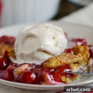 instant pot cherry dump cake with vanilla ice cream