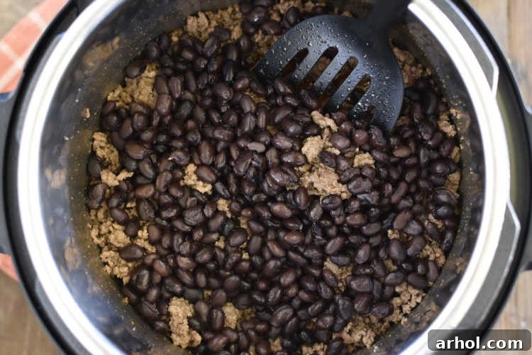 Ground beef and black beans in the instant pot