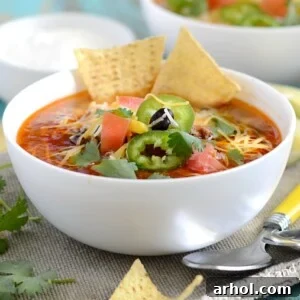 instant pot taco soup in white bowl