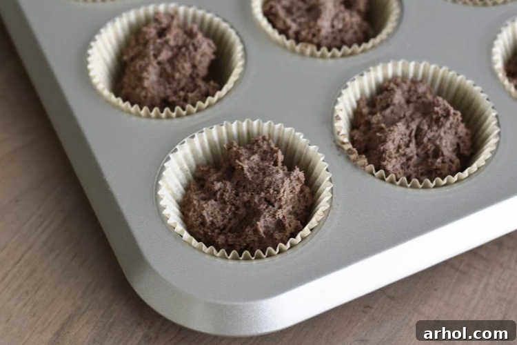 yogurt cupcake batter in muffin tin