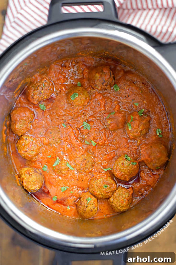 meatballs in spaghetti sauce inside instant pot