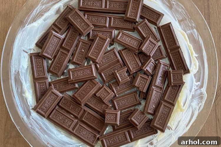 milk chocolate hershey bars in glass pan