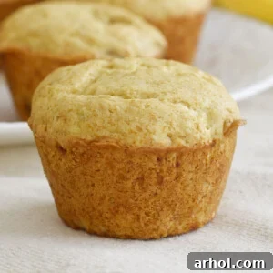 Two-ingredient banana muffin made with cake mix on a table, ready to be enjoyed