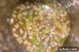 chicken stock with onions and celery in instant pot