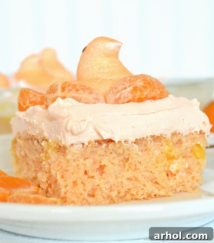 Vibrant Orange Creamsicle Peeps Cake decorated for Easter