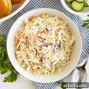 overhead bowl of coleslaw on the table
