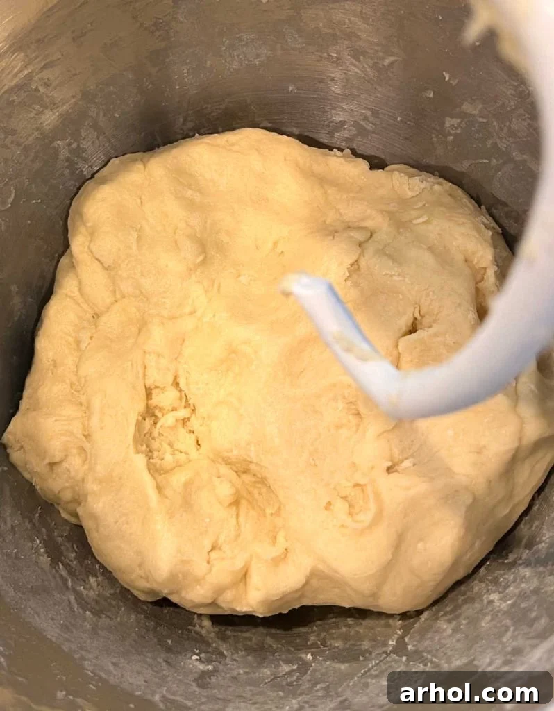 kneaded nut bread dough in stand mixer