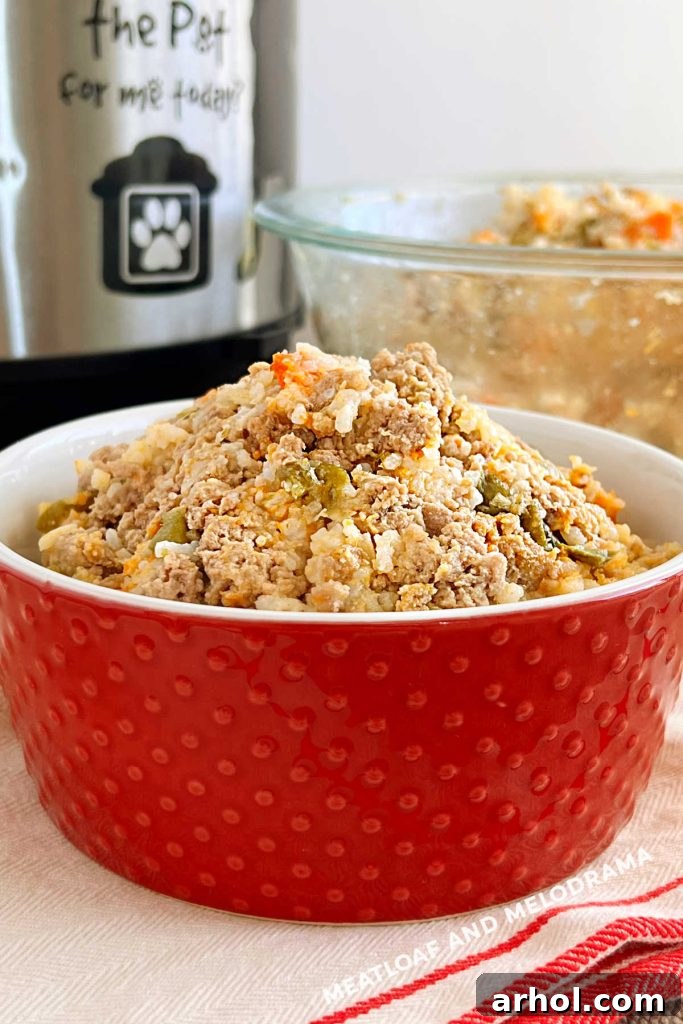 Wholesome Canine Meals Made Simple with Instant Pot 2 instant pot homemade dog food in a red bowl