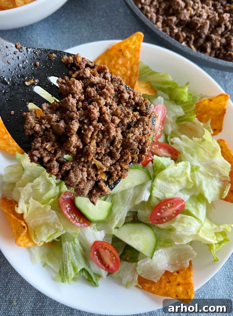 add taco meat to salad ingredients