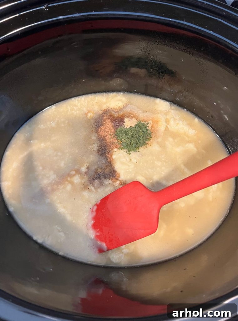 mix sauce ingredients in slow cooker