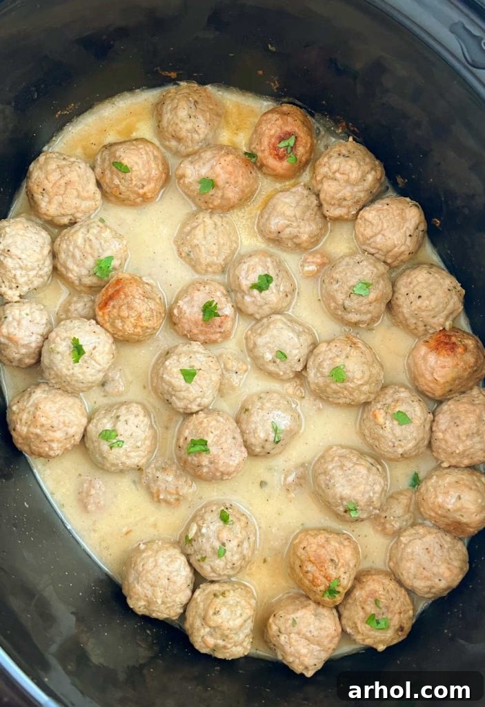 Swedish meatballs and gravy in crock pot