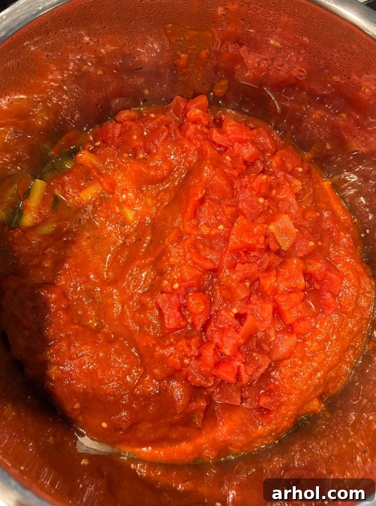 Layering ziti ingredients in pressure cooker without stirring