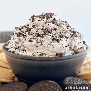 oreo dip with crushed Oreos in a serving bowl