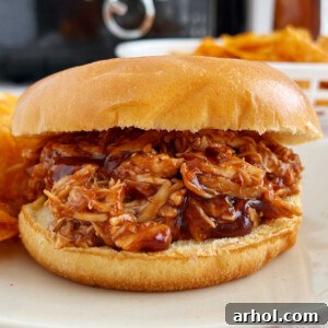 crockpot bbq chicken sandwich on a plate
