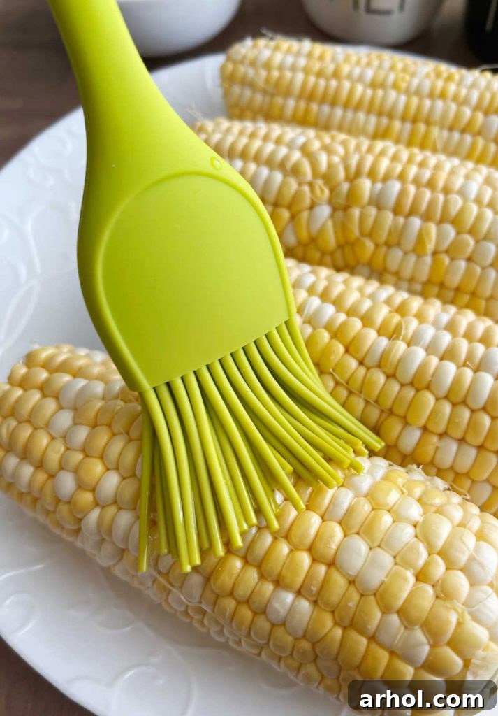 brush corn with avocado oil.