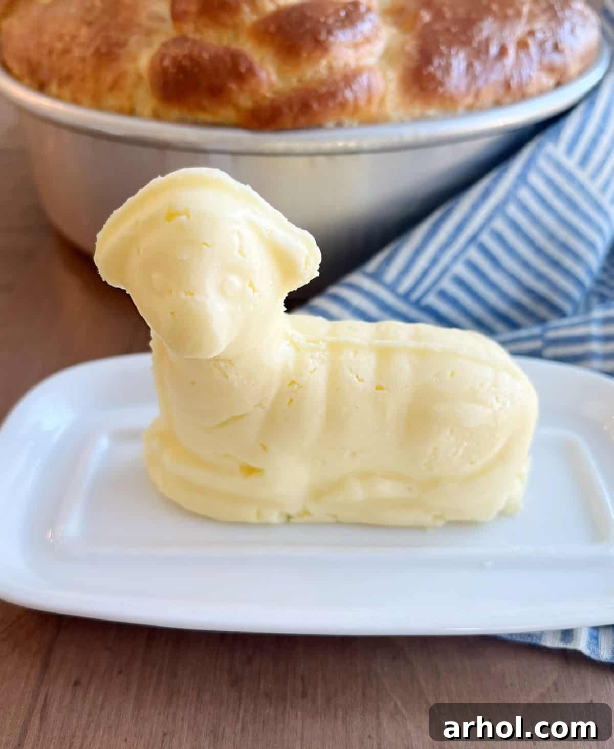 A traditional butter lamb accompanied by homemade paska bread, a symbol of Easter culinary traditions.