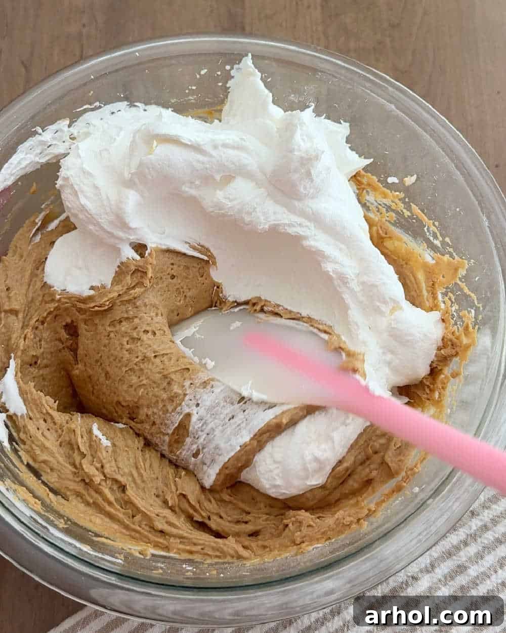 Irresistible No-Bake Cookie Butter Pie 6 fold whipped topping in filling.