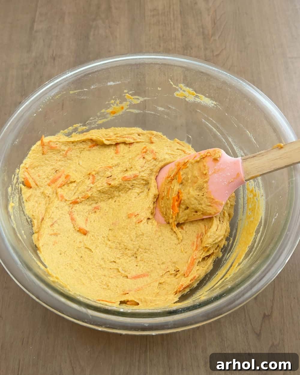 Wag-Worthy Homemade Dog Cake 4 Mixing cake batter in a bowl for a homemade dog cake.