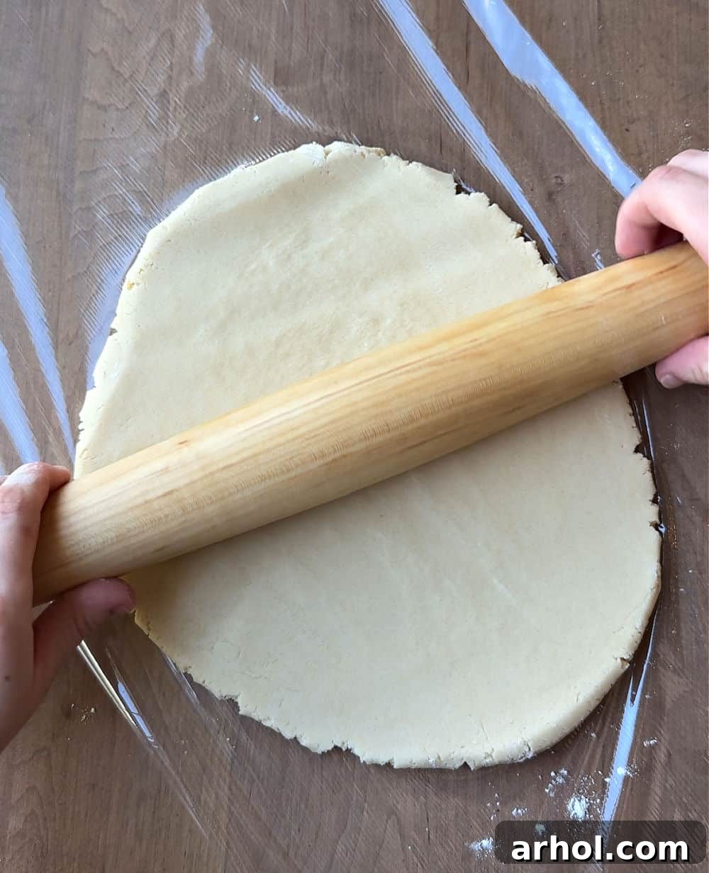 rolling out dough.