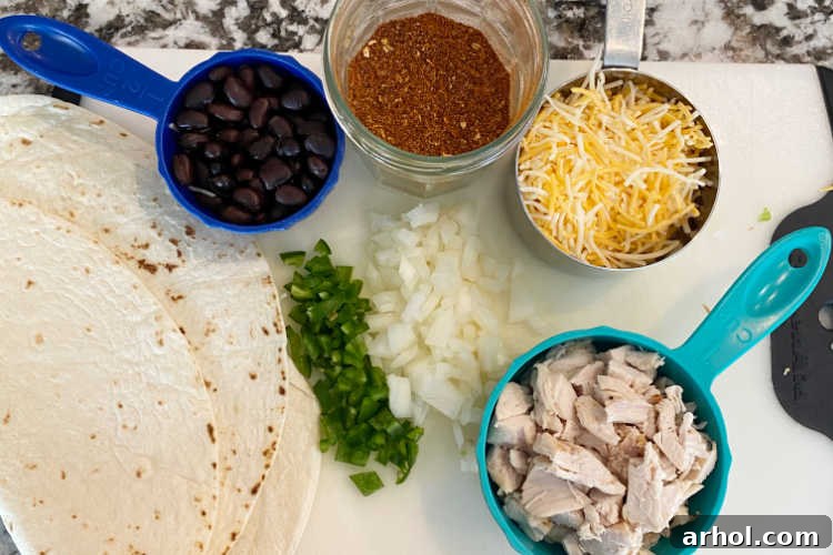 quesadilla ingredients on the counter